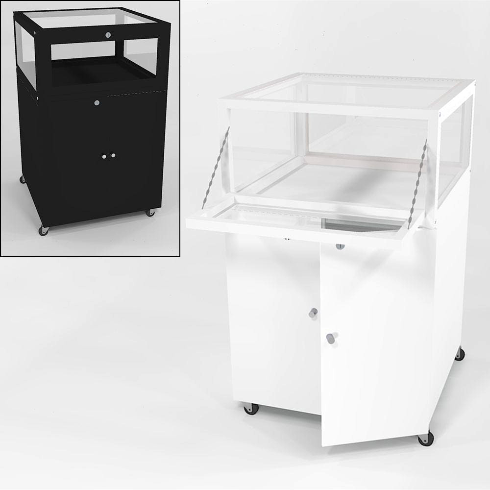 Portable Pedestal Display Case With Lockable Display & Storage ...