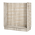 Wooden slatwall display unit on a white background