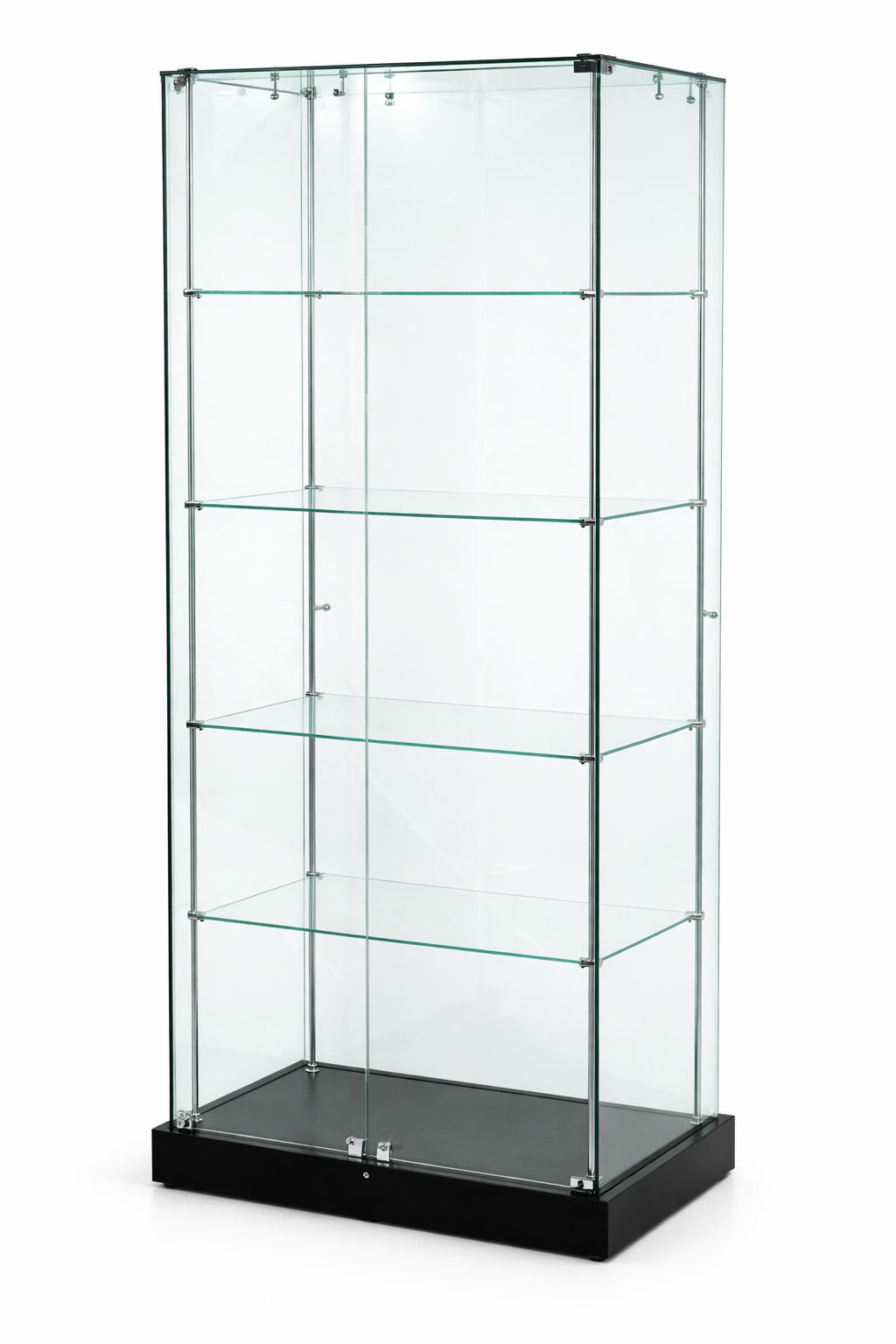 tall modern frameless showcase on white background