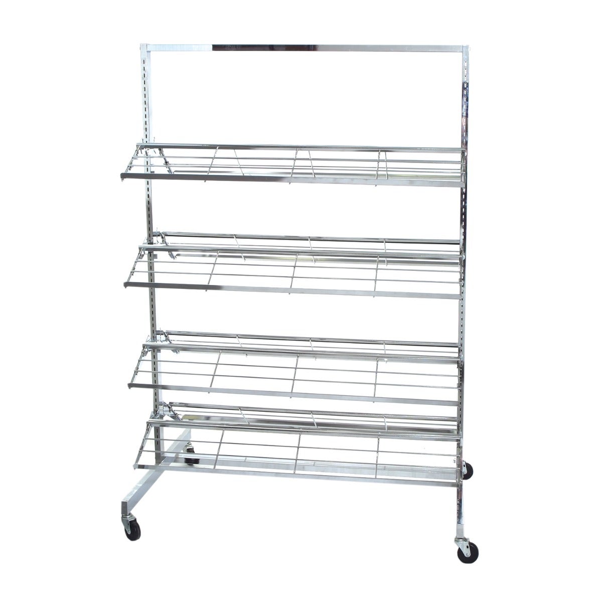 Chrome Retail Shoe Rack | 65" High | 8 Shelves - Eddie's Hang-Up Display Ltd.