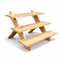 3 tier wooden riser on a white background