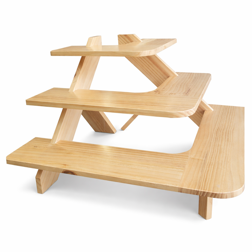 Wooden 3 Step Corner Product Riser - Eddie's Hang-Up Display Ltd.