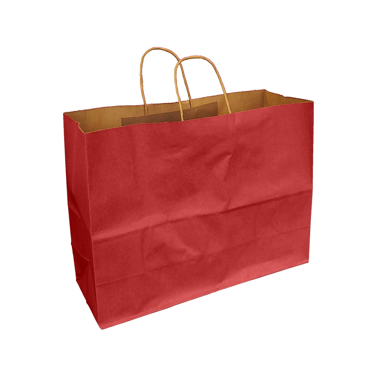 Scarlet Red 100% Recycled Kraft Paper Bags With Handles - Eddie's Hang-Up Display Ltd.
