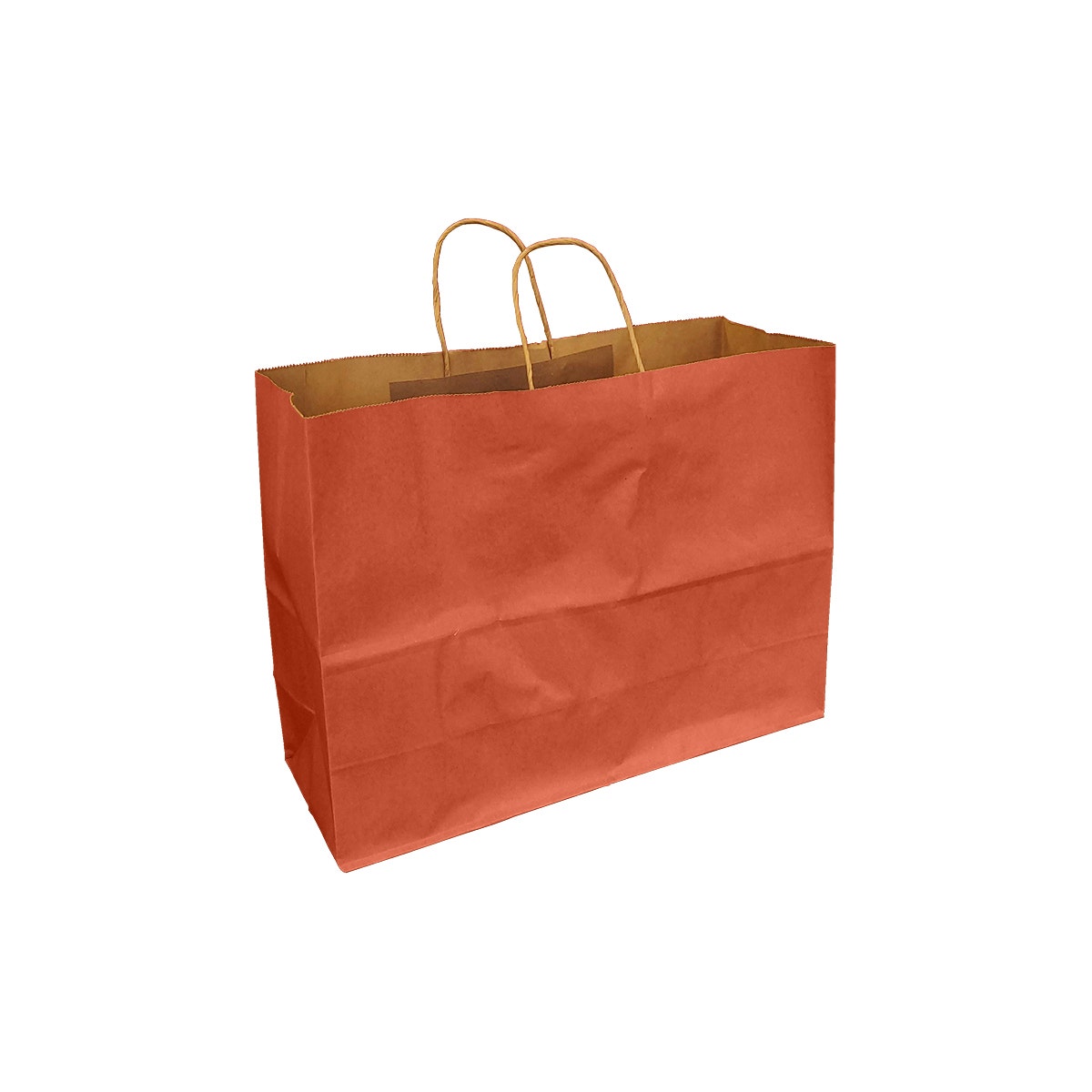 Terra Cotta Orange 100% Recycled Kraft Paper Bags With Handles - Eddie's Hang-Up Display Ltd.