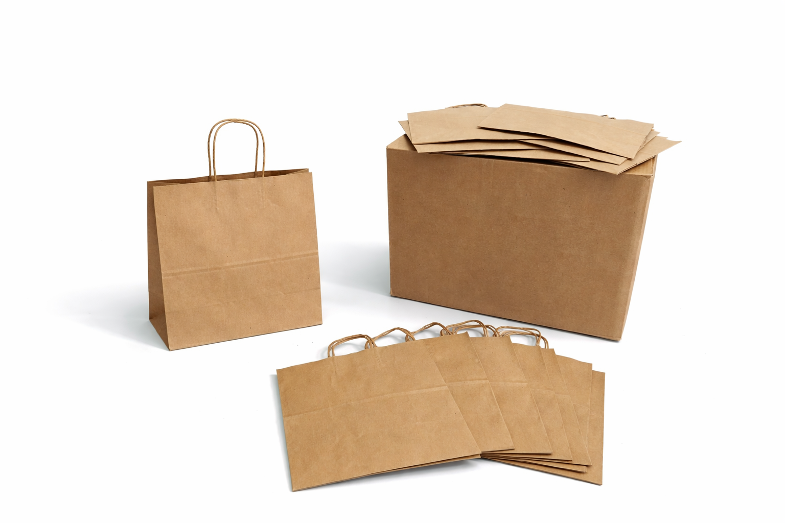100% Recycled Paper Shopping Bags | Kraft Brown | Twisted Paper Handles | Case Lots - Eddie's Hang-Up Display Ltd.