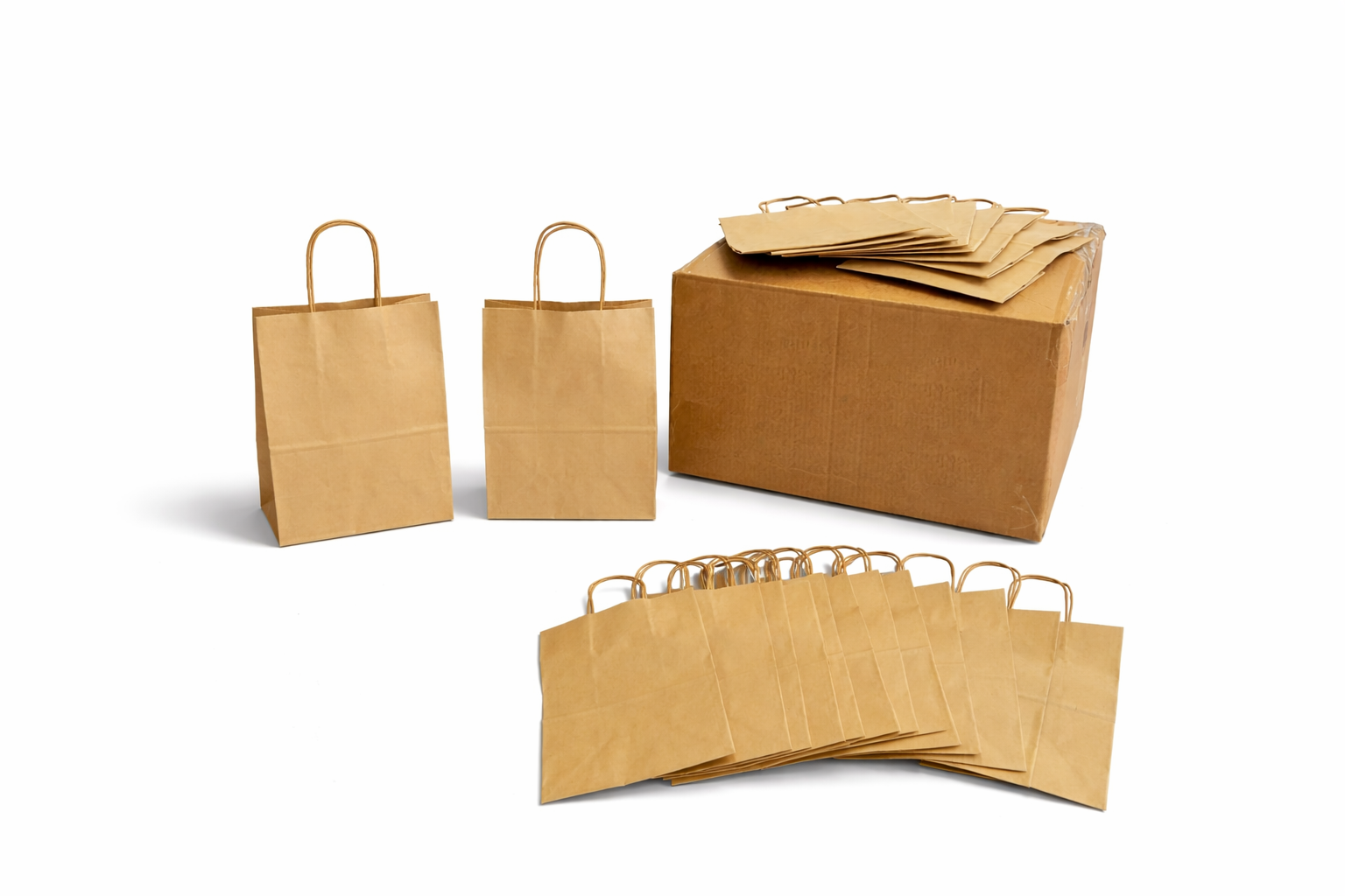 100% Recycled Paper Shopping Bags | Kraft Brown | Twisted Paper Handles | Case Lots - Eddie's Hang-Up Display Ltd.