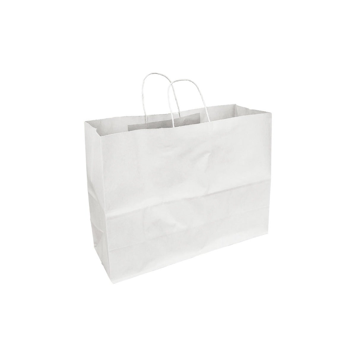 50% Recycled Paper Shopper Bags | Kraft White | Twisted Paper Handles - Eddie's Hang-Up Display Ltd.