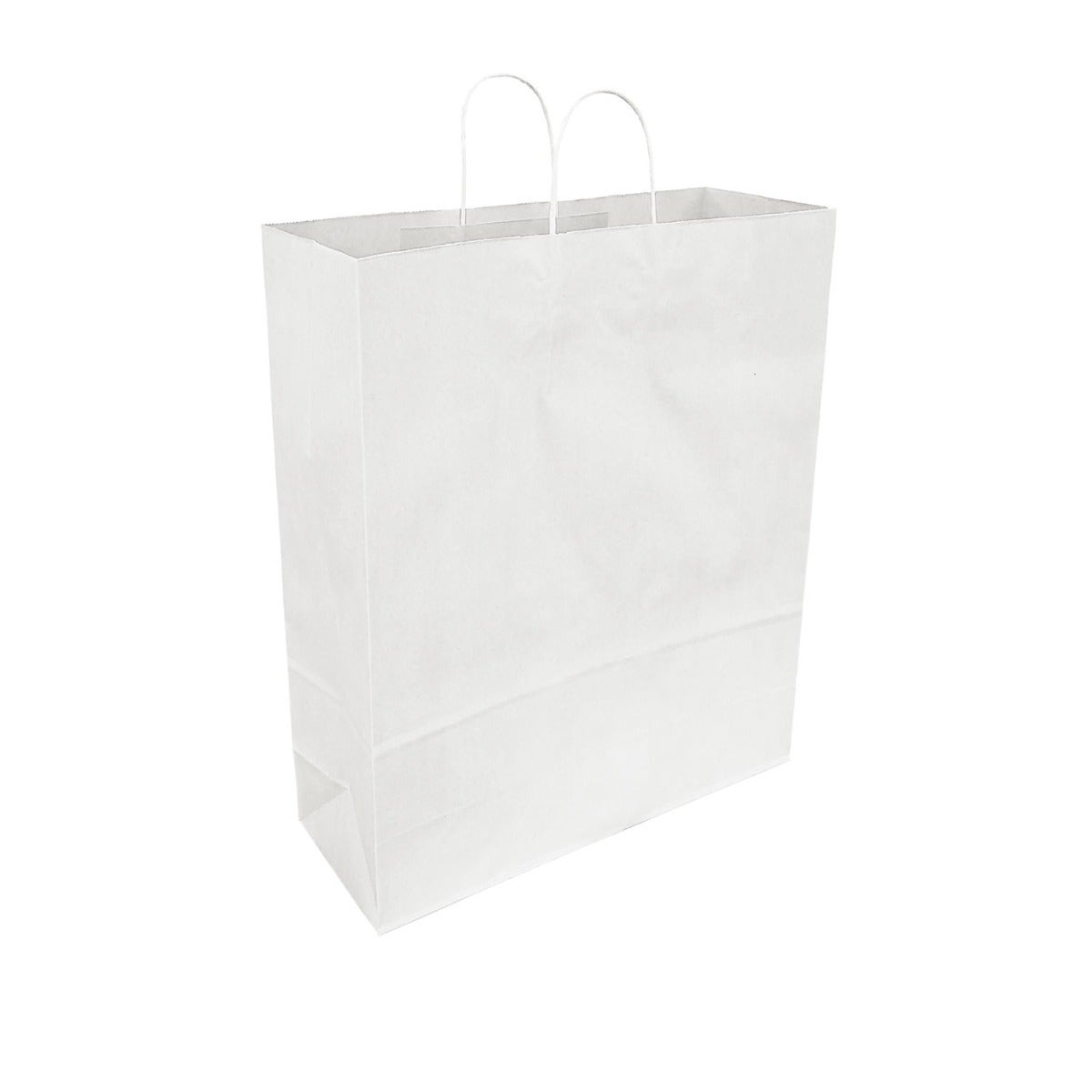 50% Recycled Paper Shopper Bags | Kraft White | Twisted Paper Handles - Eddie's Hang-Up Display Ltd.