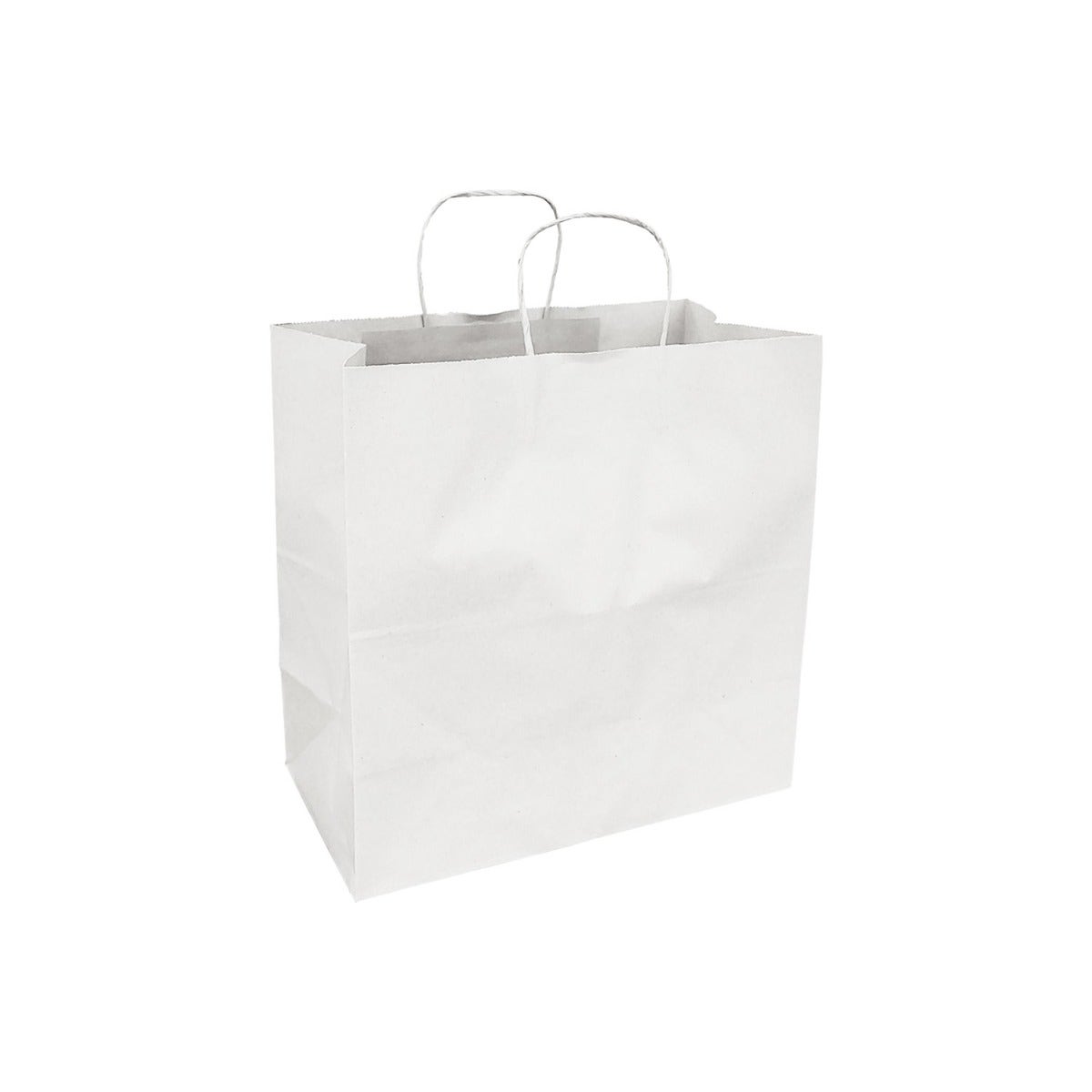 50% Recycled Paper Shopper Bags | Kraft White | Twisted Paper Handles - Eddie's Hang-Up Display Ltd.