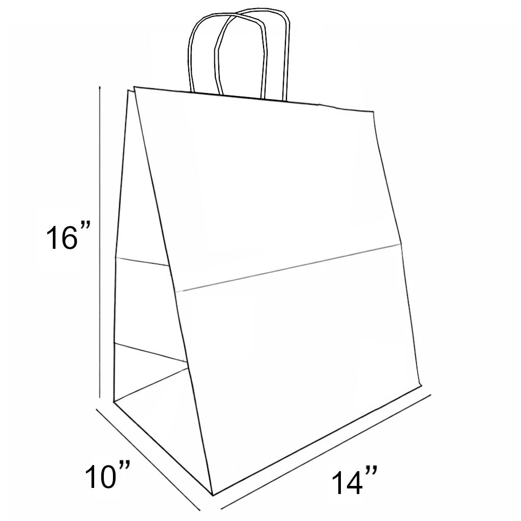 100% Recycled Kraft Paper Grocery Bag | Twisted Paper Handles | 14
