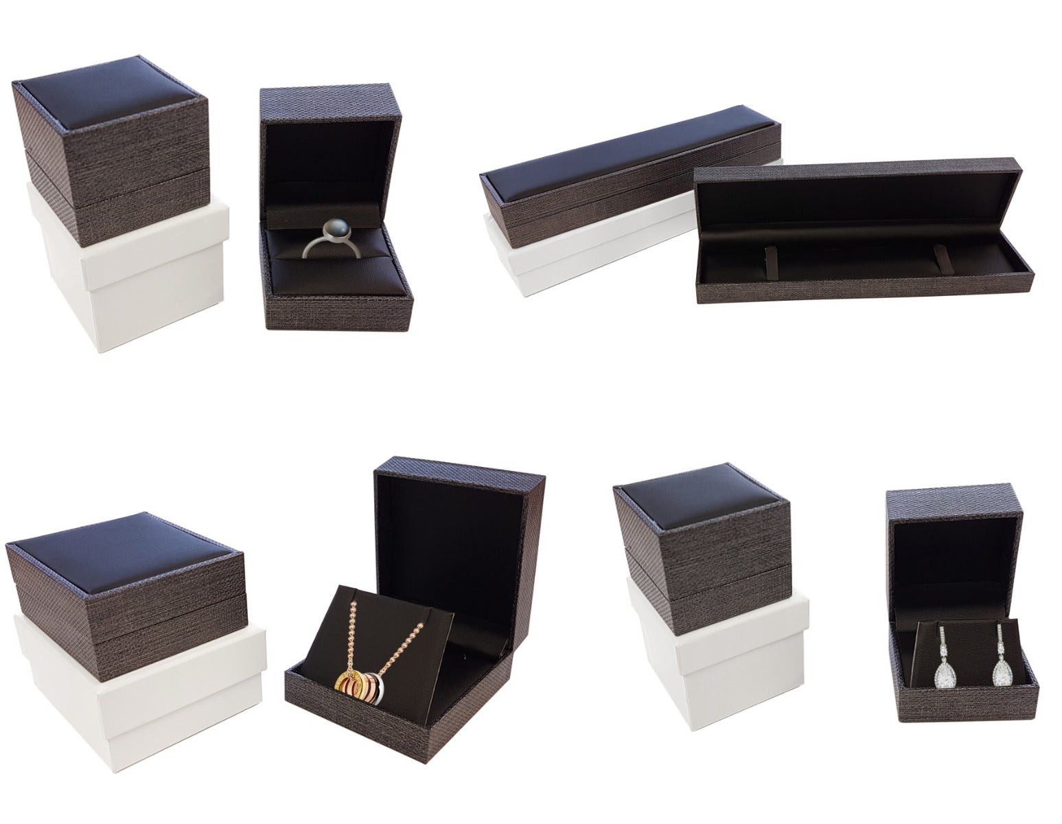 Hinged Jewellery Boxes | Grey Mesh Pattern