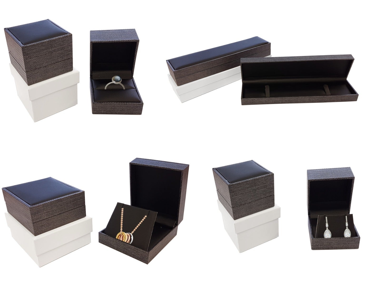 Hinged Jewellery Boxes | Grey Mesh Pattern - Eddie's Hang-Up Display Ltd.