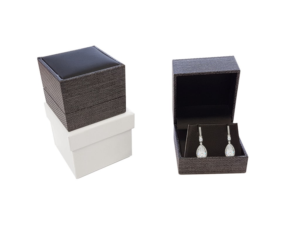 Hinged Jewellery Boxes | Grey Mesh Pattern - Eddie's Hang-Up Display Ltd.