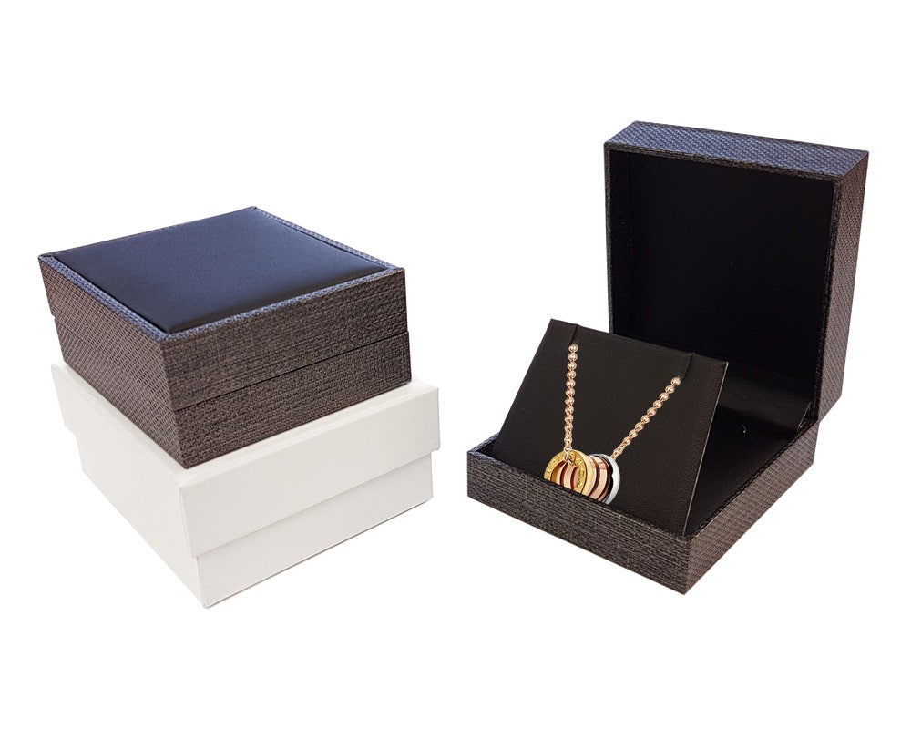 Hinged Jewellery Boxes | Grey Mesh Pattern - Eddie's Hang-Up Display Ltd.