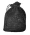 black burlap pouch on white background