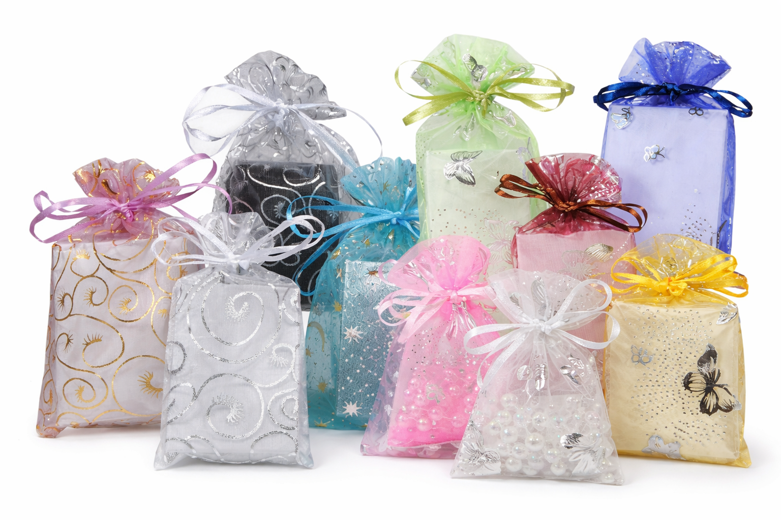 Organza Bags | Patterns| Assorted Colours - Eddie's Hang-Up Display Ltd.