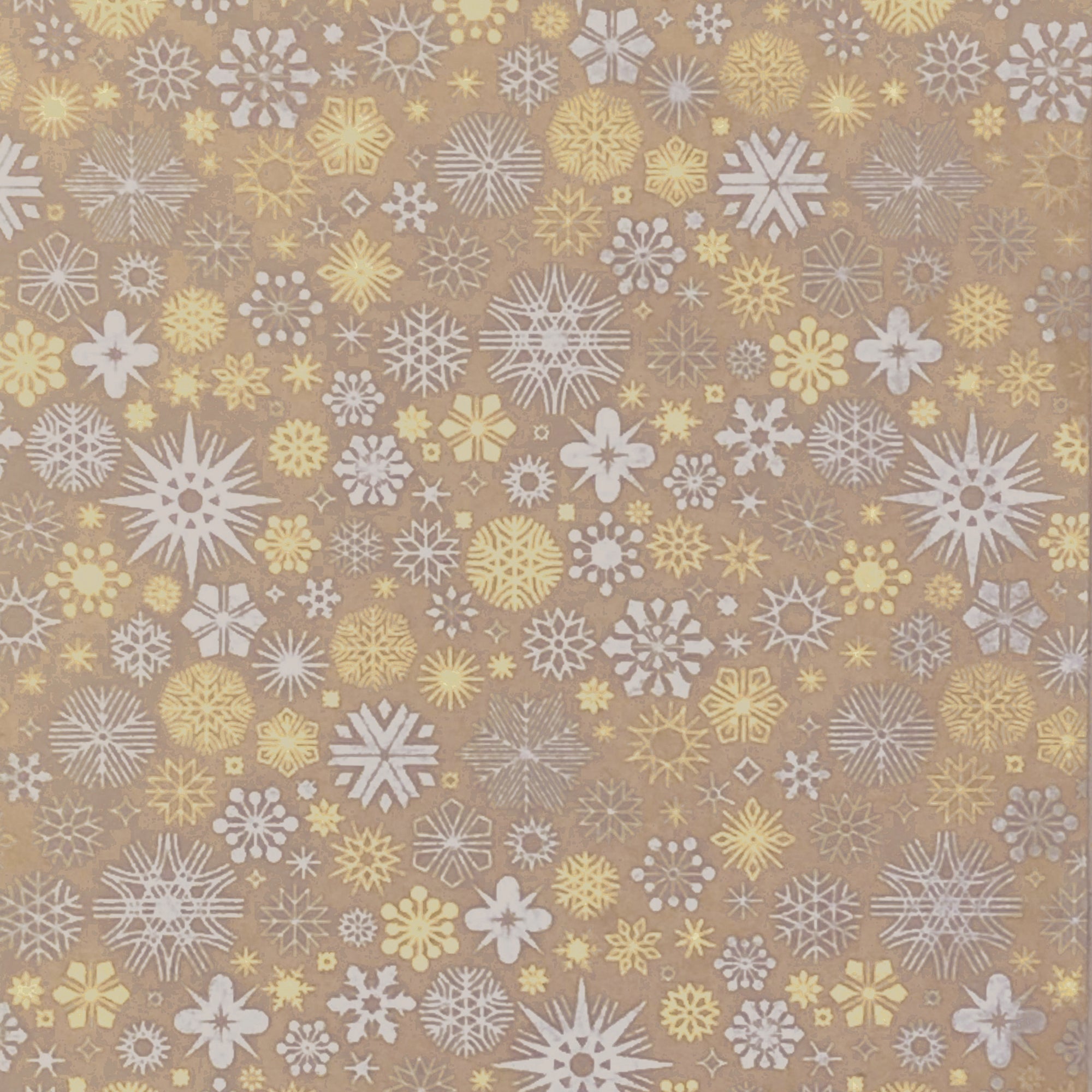 Gold and Silver Snowflakes Kraft Gift Wrap
