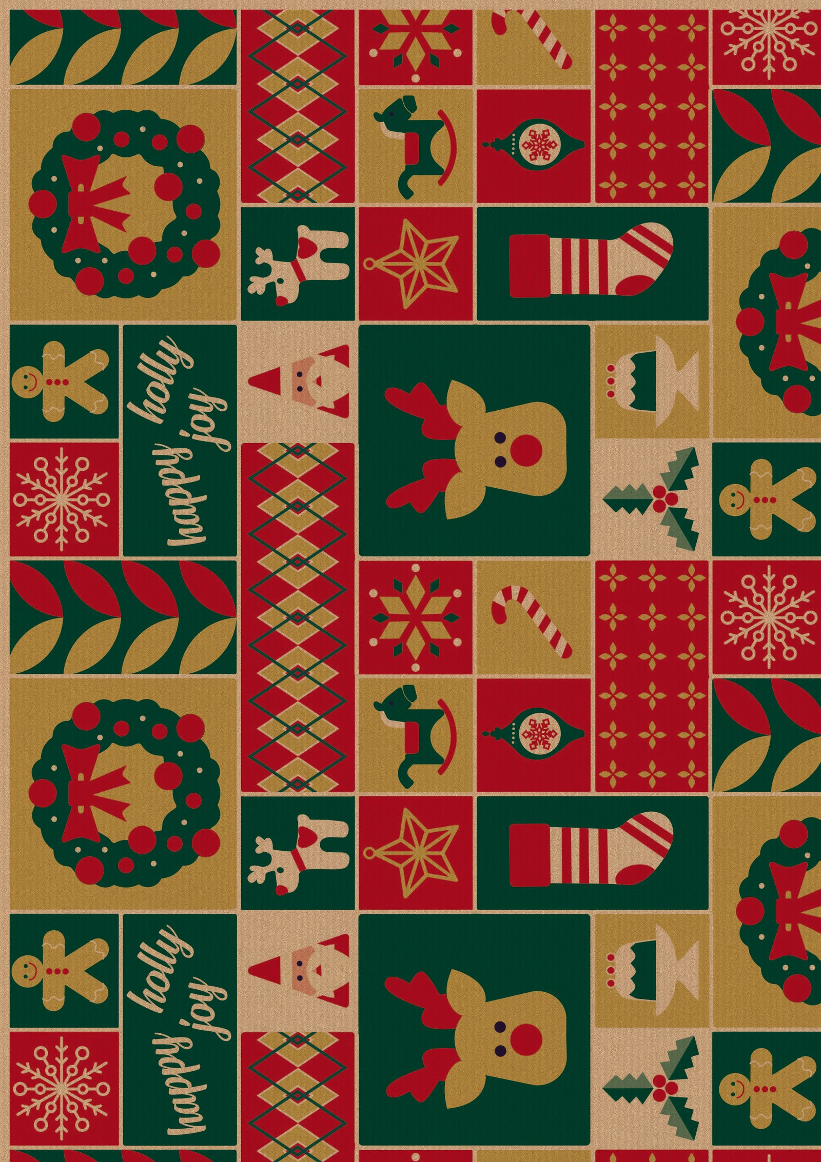 Christmas Squares Kraft Gift Wrap | 27.5