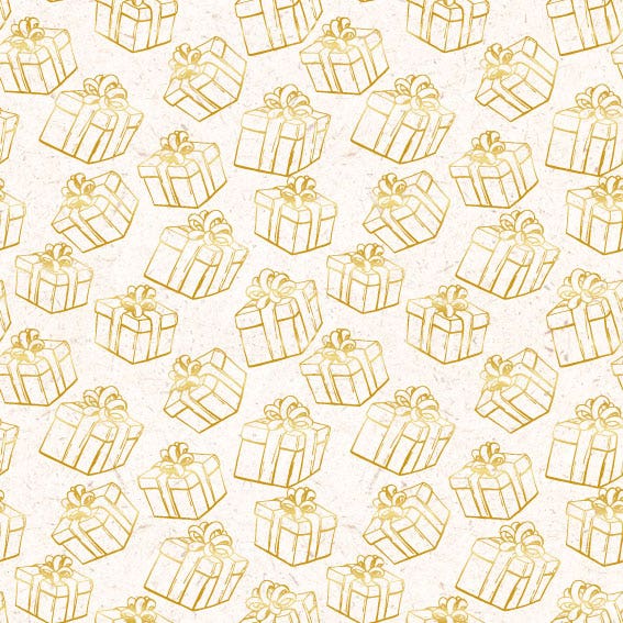 Gold Gift On Cream Gift Wrap