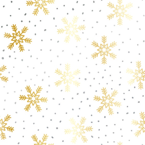 Metallic Gold Snowflakes With Silver Dots Gift Wrap