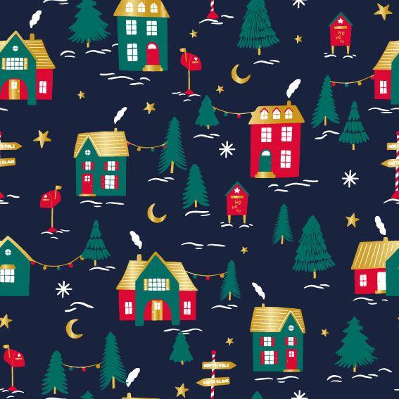 Noel Village Gift Wrap | 24" x 100' - Eddie's Hang-Up Display Ltd.