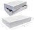 Two white garment boxes with dimensions indicated on a white background