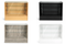 Four display cases in different colors on a white background