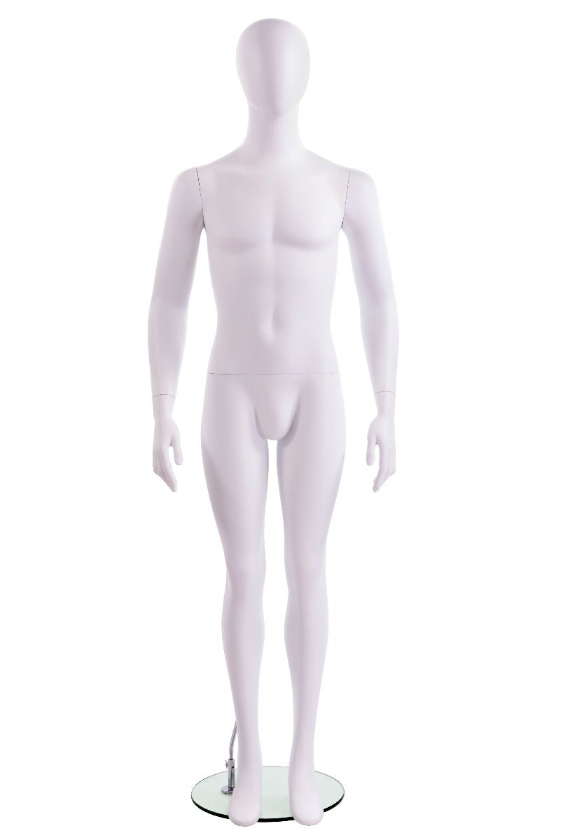Mannequin masculin | Corps entier | Blanc | Socle en verre