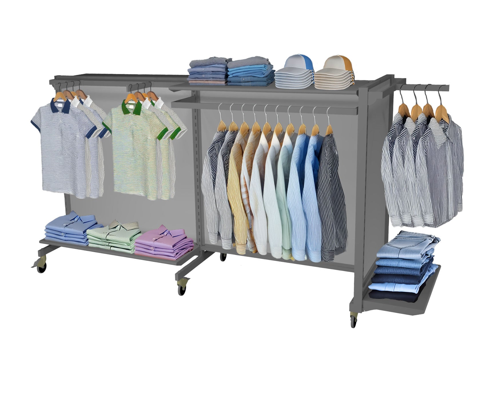 H13 Configuration - 59" H X 111" W x 31" D | Eddie's VersaMax™ | Grey - Eddie's Hang-Up Display Ltd.