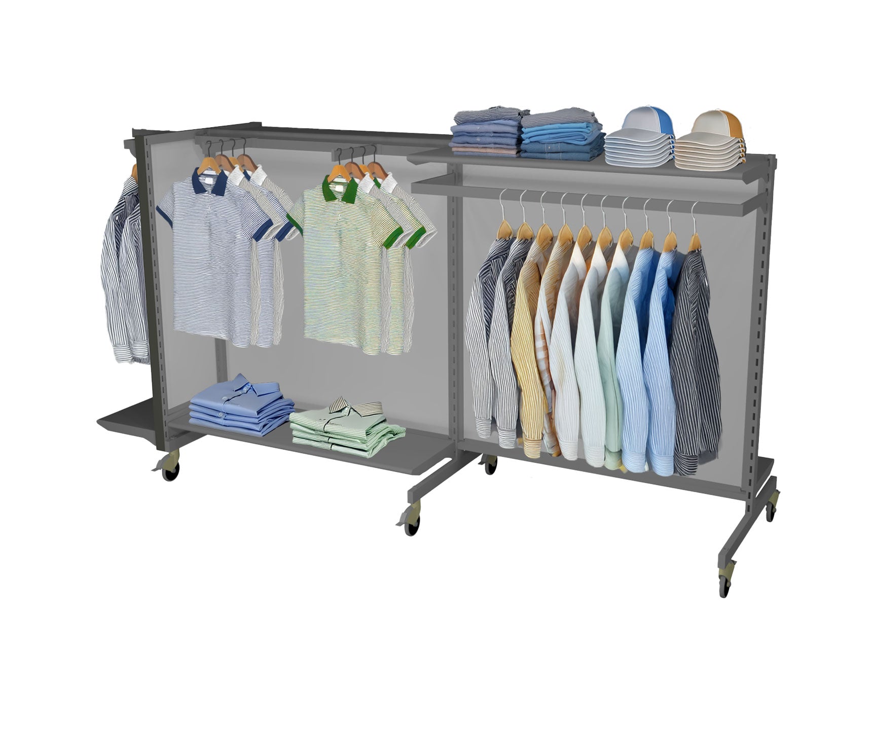 H13 Configuration - 59" H X 111" W x 31" D | Eddie's VersaMax™ | Grey - Eddie's Hang-Up Display Ltd.