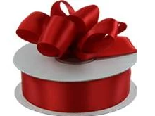 Rouge red double faced satin ribbon on a spool