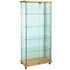 Frameless Glass Display Case Cabinet | 4 Shelf Tower | Laminate Accents