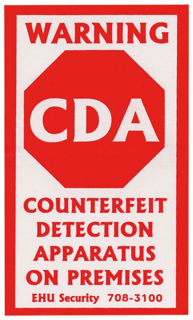 Counterfeit Detector Sticker