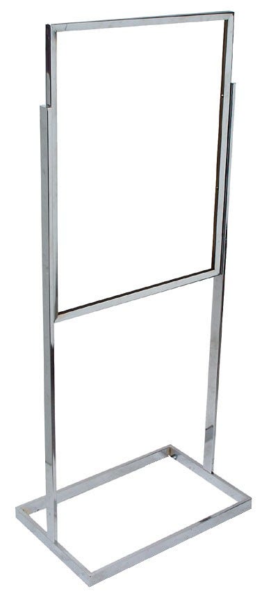 22" x 28" Floor Standing Sign Holder With Rectanguar Tubing - Chrome