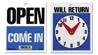 Return Time. Sign Will Return Sign With Clock Face – Eddie's Hang-Up Display Ltd.