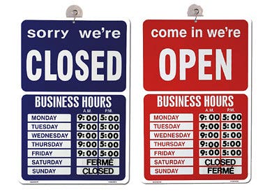 Open/Closed Business Sign 9-1/2" x 14"