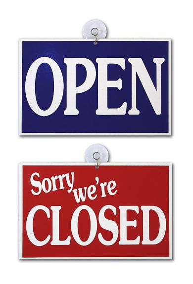 Open/Closed Business Sign 7" x 11"