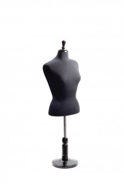 Black Female Dress Form | Adjustable | Short Wooden Base