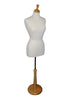Female Dress Form  With Cream Torso & Tall Wooden Base | Height Adjustable