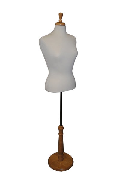 Female Dress Form Mannequin | Cream With Maple Wood Base