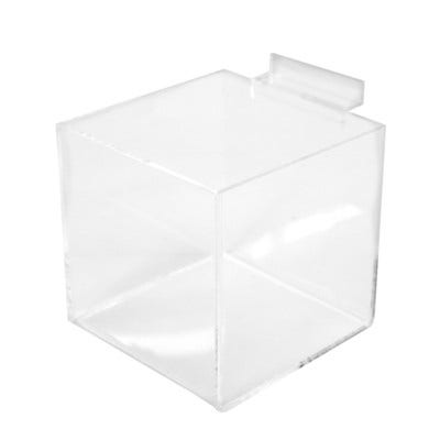 Slatwall Acrylic Square Bin - 5" x 5" x 5"