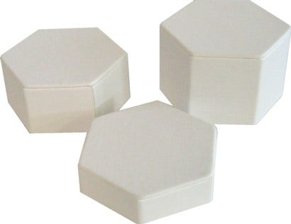Hexagonal Jewellery Risers - White Leatherette