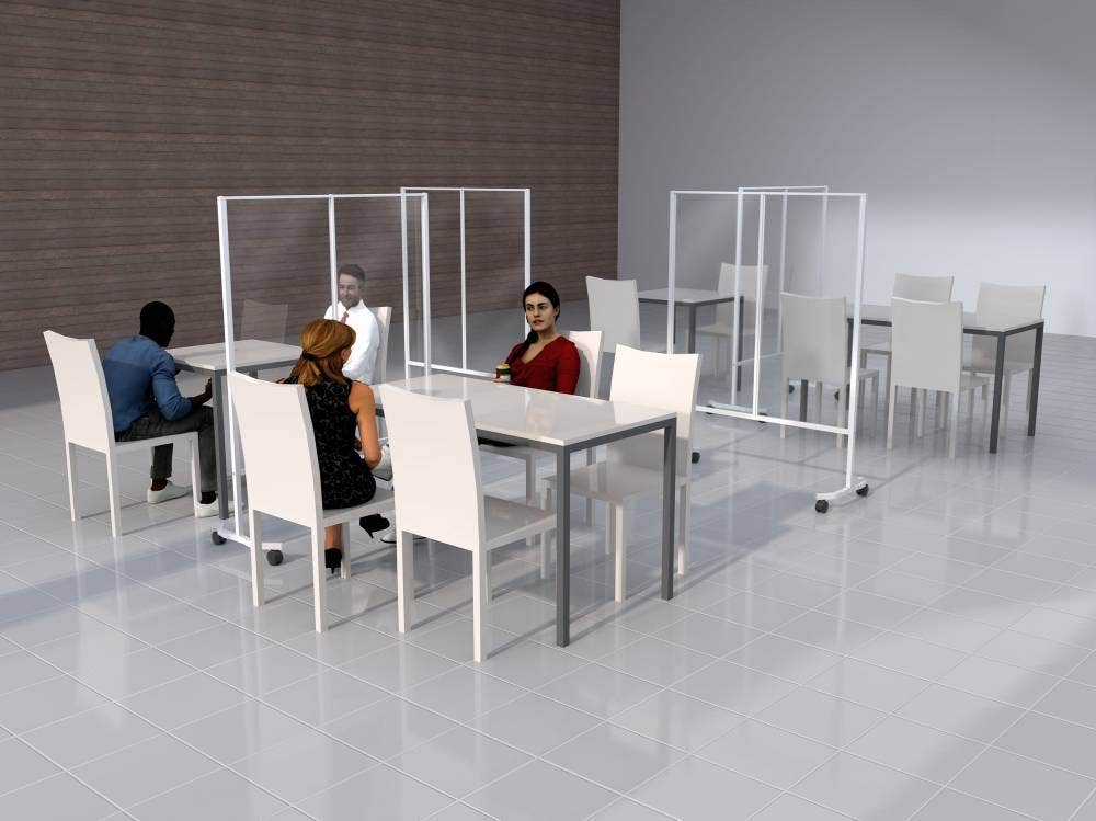 Mobile Barriers for Physical Distancing | White Semi-Gloss - Eddie's Hang-Up Display Ltd.