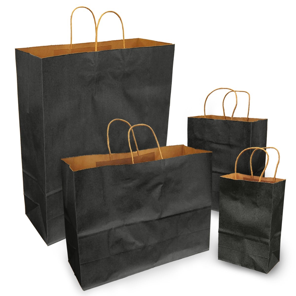 Black 100% Recycled Kraft Paper Bags With Handles - Eddie's Hang-Up Display Ltd.