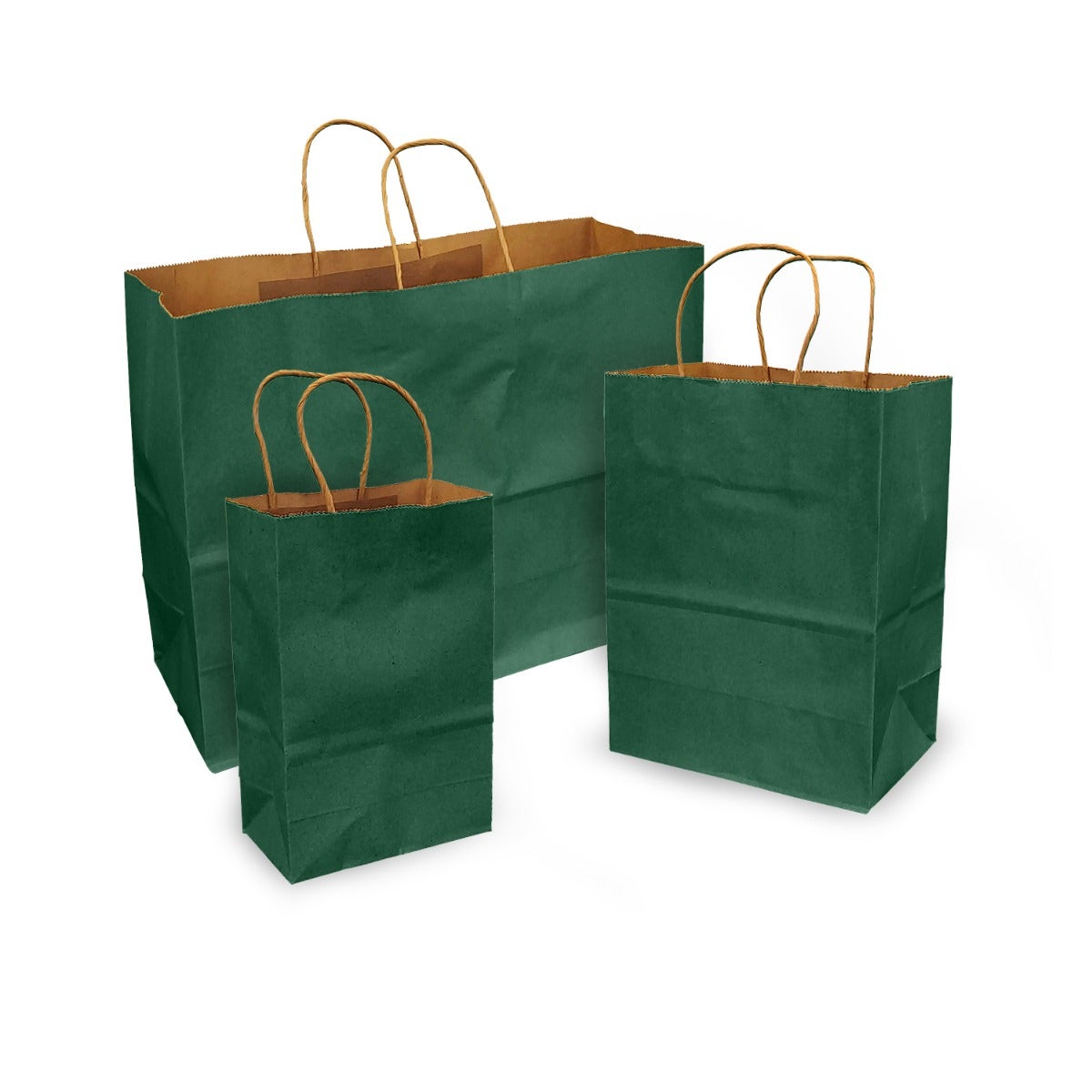 Forest Green 100% Recycled Kraft Paper Bags With Handles