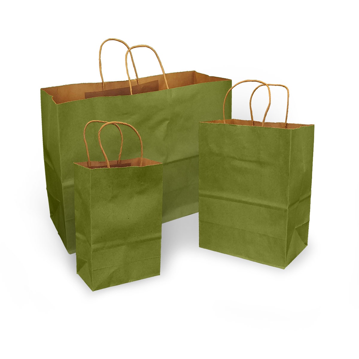 Leaf Green 100% Recycled Kraft Paper Bags With Handles - Eddie's Hang-Up Display Ltd.
