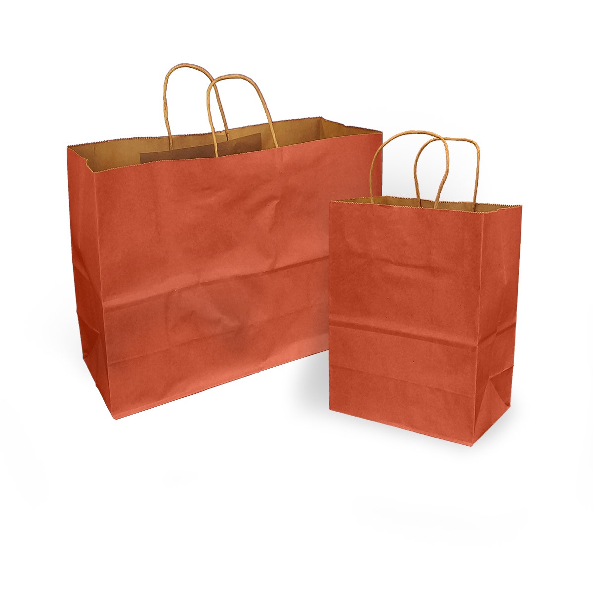 Terra Cotta Orange 100% Recycled Kraft Paper Bags With Handles