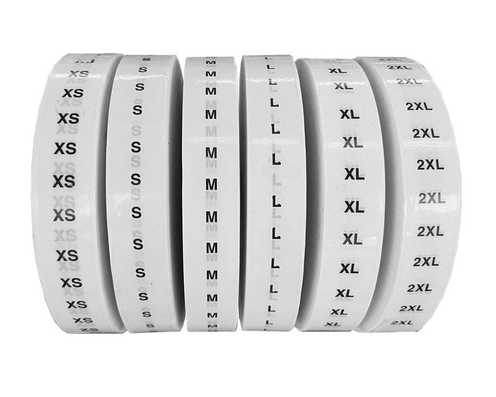Clothing Size Sticker Strips | Roll of 1000 - Eddie's Hang-Up Display Ltd.