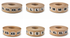 Set of six rolls of tape with size labels on a white background