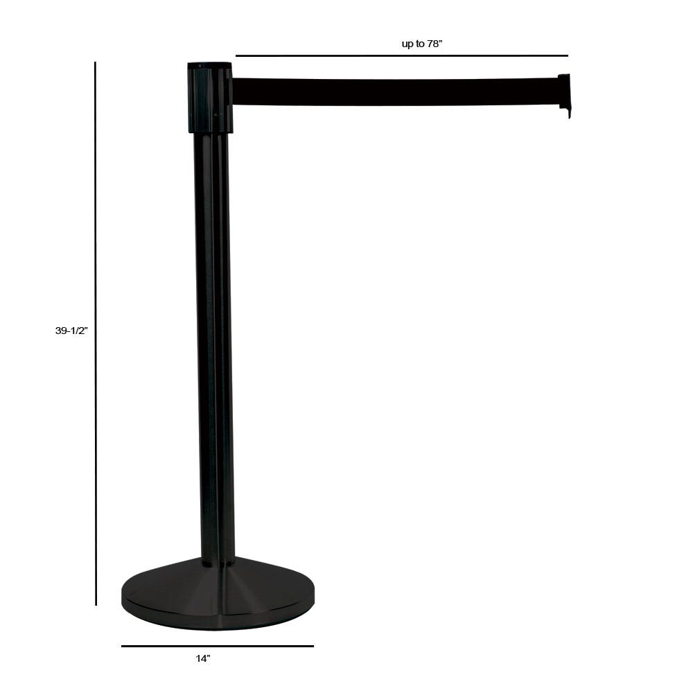 4 Way Retractable Belt Stanchion | Black - Eddie's Hang-Up Display Ltd.